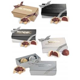 Nouveau Line 2 pc. Truffle Box w/ Two Belgian Chocolate Hazelnut Truffles 