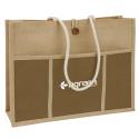 Jute Panel Pocket Tote