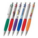 Plunger Action Retractable Ballpoint- Soft, colored grip